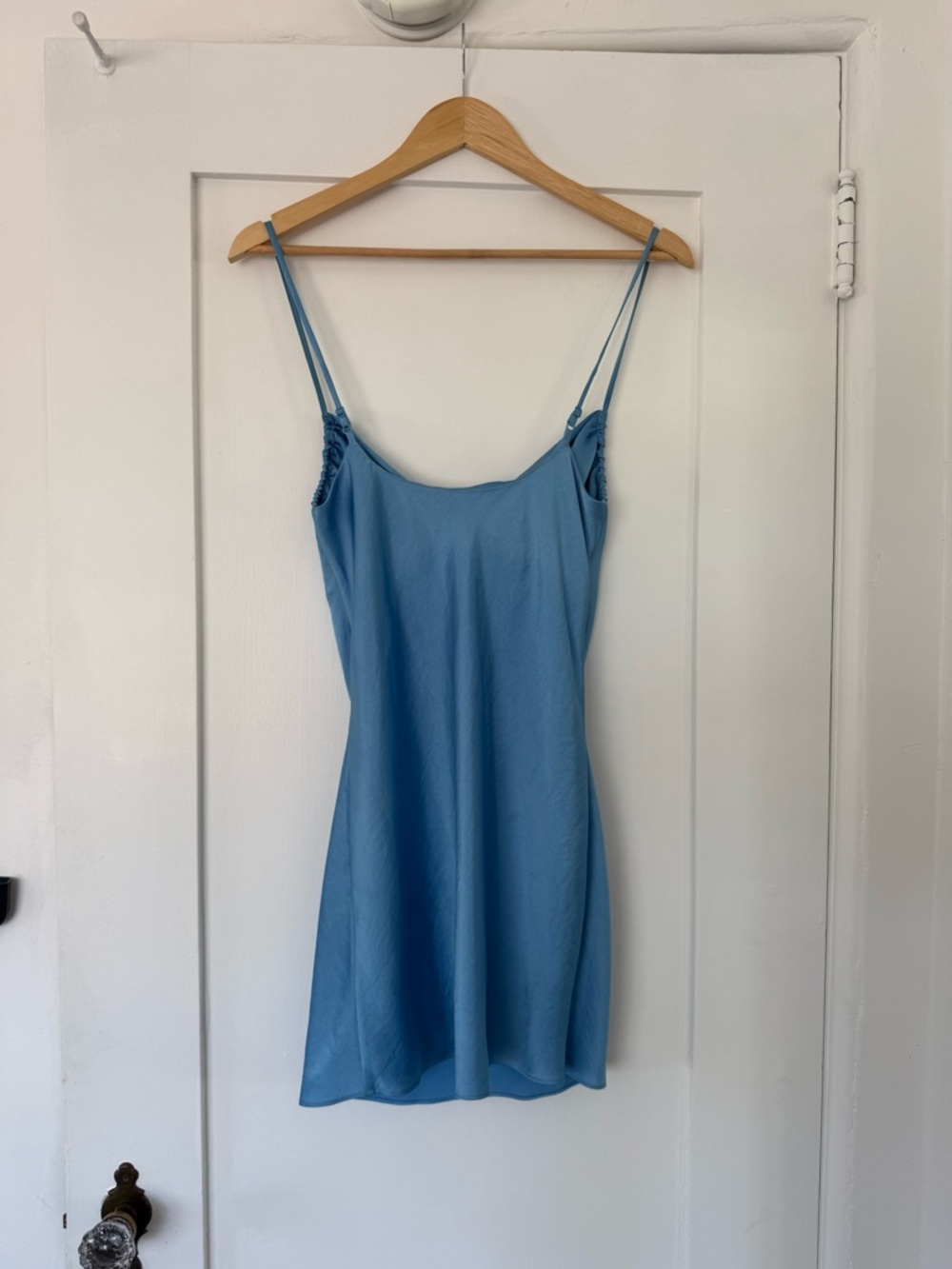 Aritzia Light Blue Satin Mini Slip Dress - Picture 2 of 4